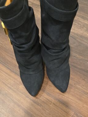 Givenchy Black Pointed-Toe Suede Mid-Calf Boots
